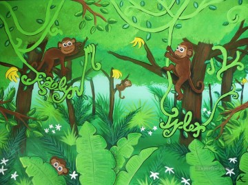 猿 Painting - 緑の猿の漫画